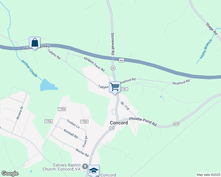 map of restaurants, bars, coffee shops, grocery stores, and more near 481 Midgett Farm Road in Concord