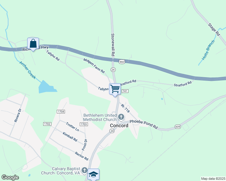 map of restaurants, bars, coffee shops, grocery stores, and more near 439 County Road 763 in Concord