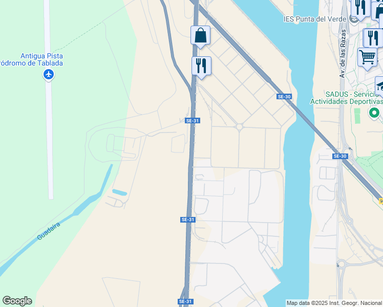 map of restaurants, bars, coffee shops, grocery stores, and more near Calle Esclusa in Sevilla