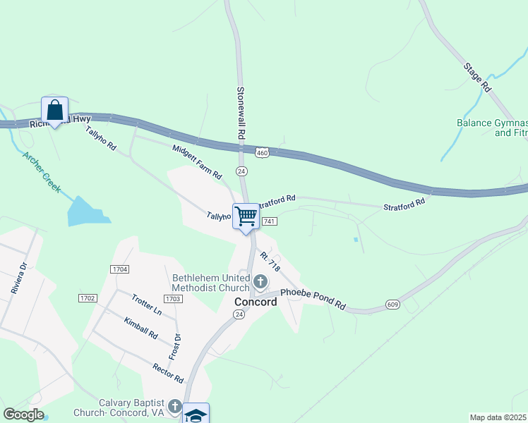 map of restaurants, bars, coffee shops, grocery stores, and more near 47 Stratford Road in Concord