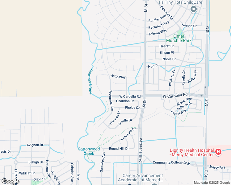 map of restaurants, bars, coffee shops, grocery stores, and more near 774 Sunol Court in Merced