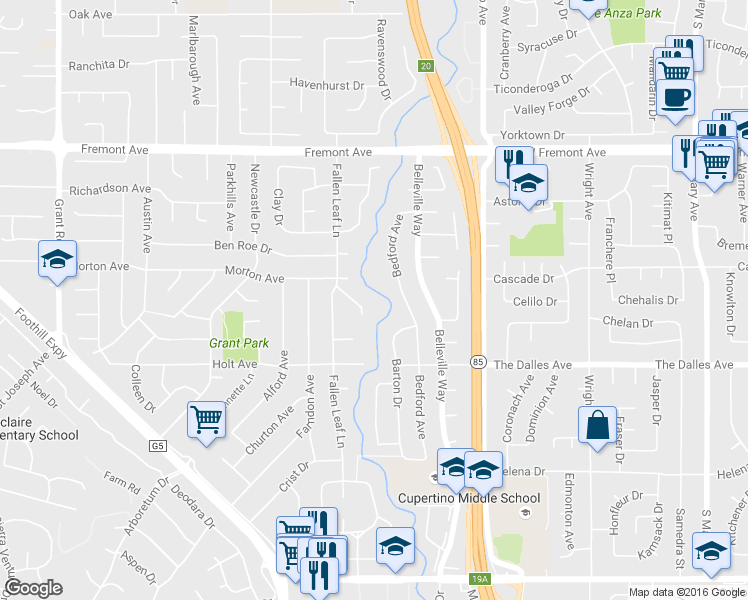 map of restaurants, bars, coffee shops, grocery stores, and more near 1751 Lantis Ln in Los Altos
