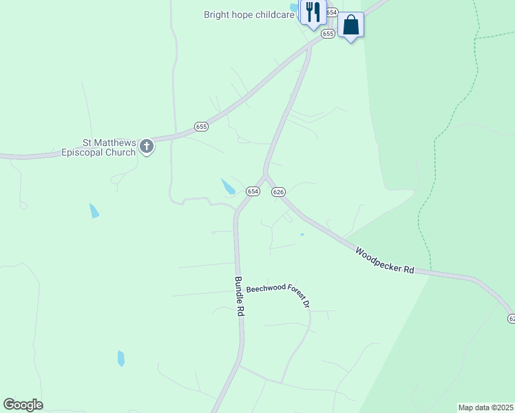 map of restaurants, bars, coffee shops, grocery stores, and more near 11601 Bundle Road in Chesterfield