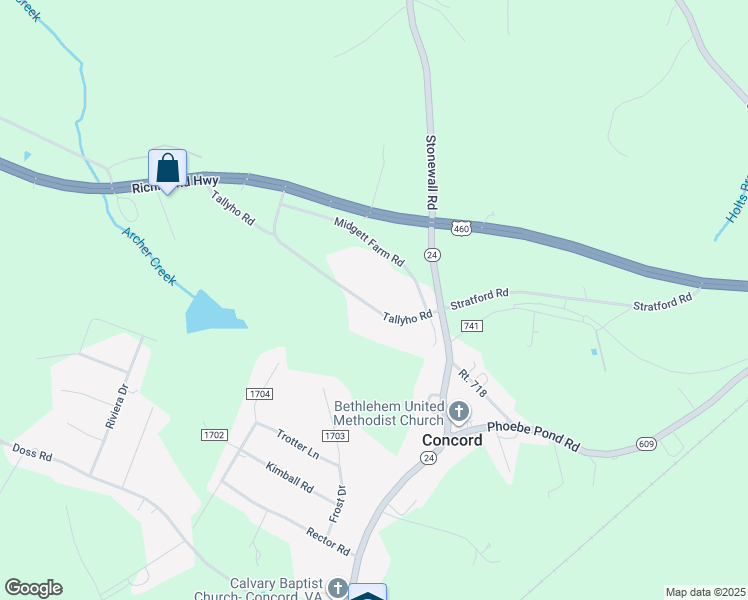 map of restaurants, bars, coffee shops, grocery stores, and more near 504 Tallyho Road in Concord