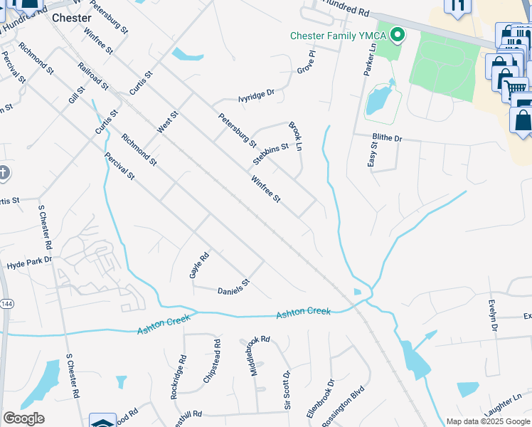 map of restaurants, bars, coffee shops, grocery stores, and more near 12649 Railroad Street in Chester