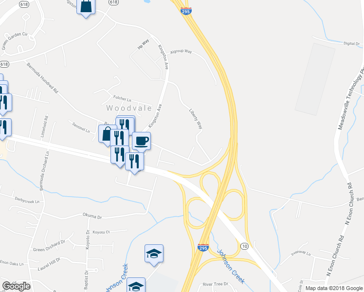 map of restaurants, bars, coffee shops, grocery stores, and more near 816 Bermuda Hundred Road in Chester