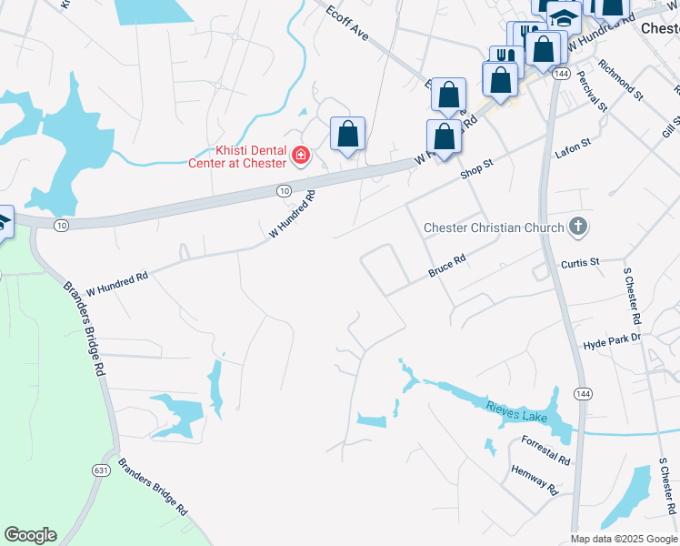map of restaurants, bars, coffee shops, grocery stores, and more near 4928 Cool Spring Drive in Chester