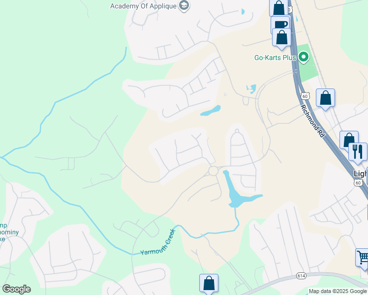 map of restaurants, bars, coffee shops, grocery stores, and more near 4232 Brafferton Road in Williamsburg