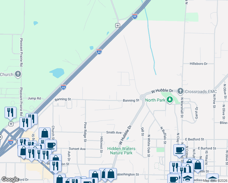 map of restaurants, bars, coffee shops, grocery stores, and more near 717 Banning Court in Marshfield