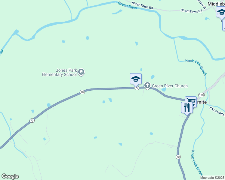 map of restaurants, bars, coffee shops, grocery stores, and more near 7103 East State Highway 70 in Liberty