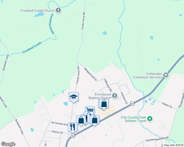 map of restaurants, bars, coffee shops, grocery stores, and more near 113-115 Whipporwill Drive in Marion