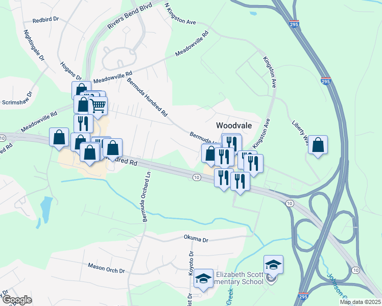 map of restaurants, bars, coffee shops, grocery stores, and more near 507 Sentinel Lane in Chester