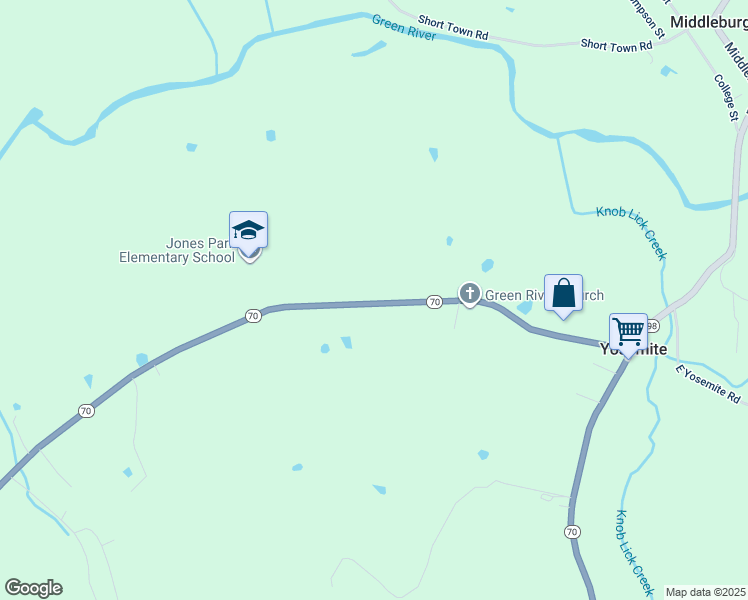 map of restaurants, bars, coffee shops, grocery stores, and more near 7103 East State Highway 70 in Liberty