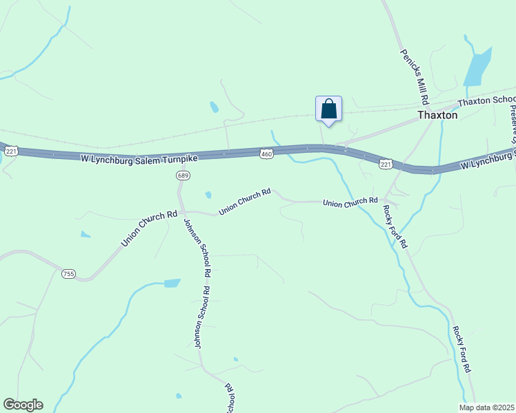 map of restaurants, bars, coffee shops, grocery stores, and more near 1410 Union Church Road in Thaxton