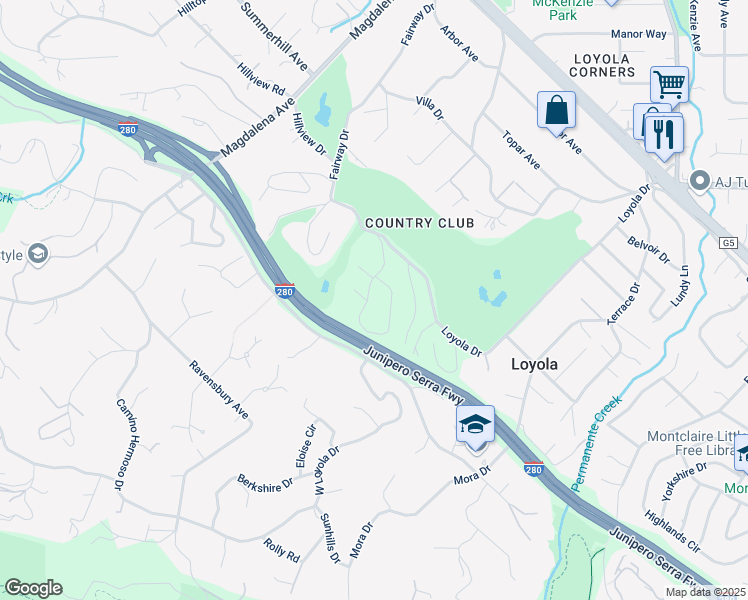 map of restaurants, bars, coffee shops, grocery stores, and more near 1692 Whitham Avenue in Los Altos