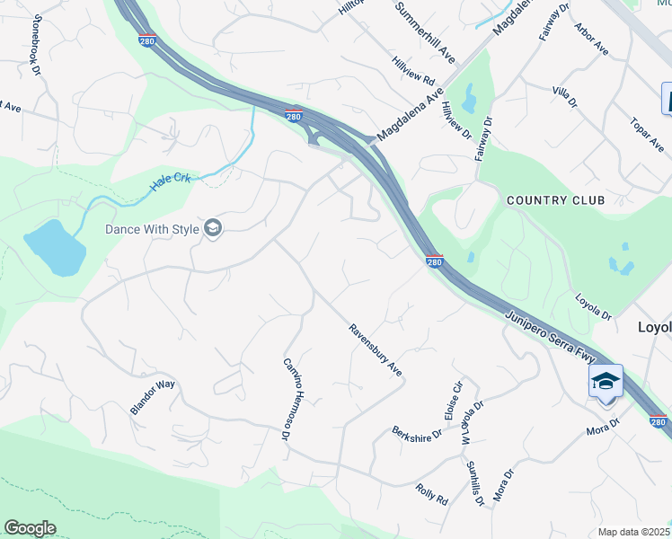 map of restaurants, bars, coffee shops, grocery stores, and more near 11545 Old Ranch Lane in Los Altos Hills