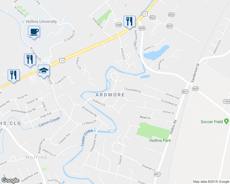 map of restaurants, bars, coffee shops, grocery stores, and more near 1247 Keffield St in Roanoke