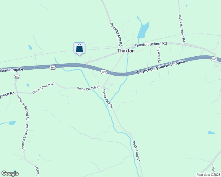 map of restaurants, bars, coffee shops, grocery stores, and more near 1126 Rocky Ford Road in Thaxton
