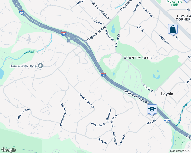 map of restaurants, bars, coffee shops, grocery stores, and more near 11027 Eastbrook Avenue in Los Altos