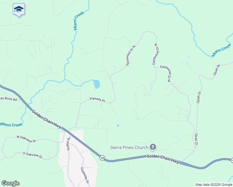 map of restaurants, bars, coffee shops, grocery stores, and more near 41250 Pamela Place in Oakhurst