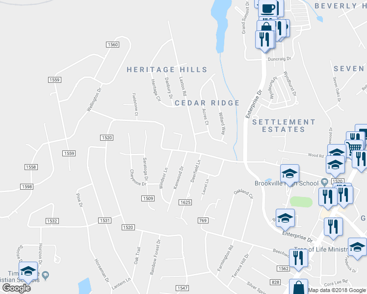 map of restaurants, bars, coffee shops, grocery stores, and more near 2008 Rainbow Forest Drive in Lynchburg