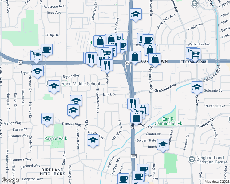 map of restaurants, bars, coffee shops, grocery stores, and more near 3728 Europe Court in Santa Clara