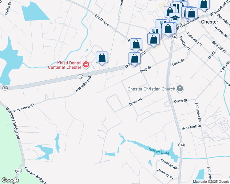 map of restaurants, bars, coffee shops, grocery stores, and more near 4850 Cool Spring Drive in Chester