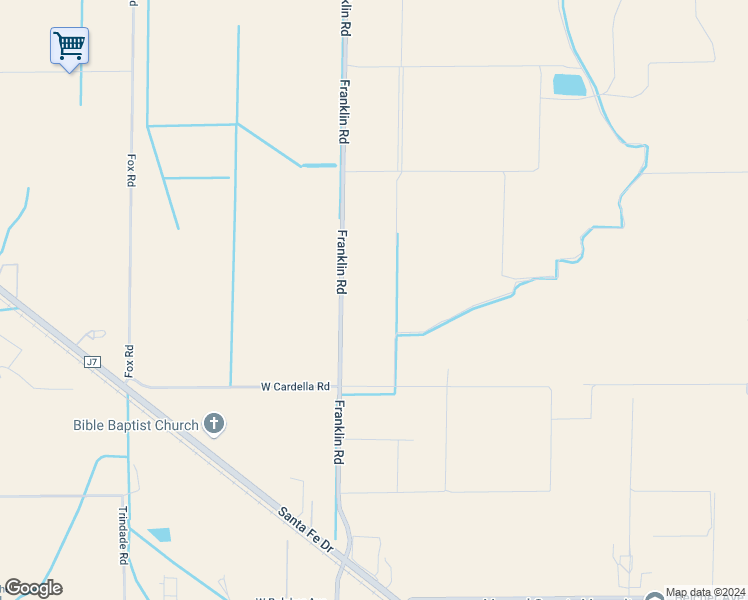 map of restaurants, bars, coffee shops, grocery stores, and more near 4190 Franklin Road in Merced