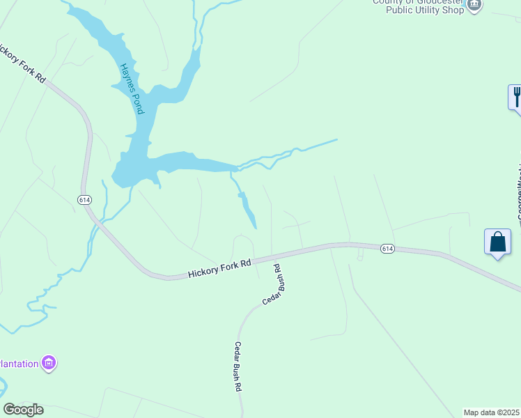 map of restaurants, bars, coffee shops, grocery stores, and more near 4948 Sandy Rock Lane in Gloucester County