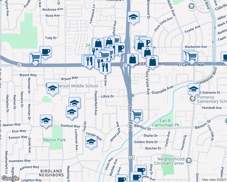 map of restaurants, bars, coffee shops, grocery stores, and more near 3707 Adriatic Way in Santa Clara