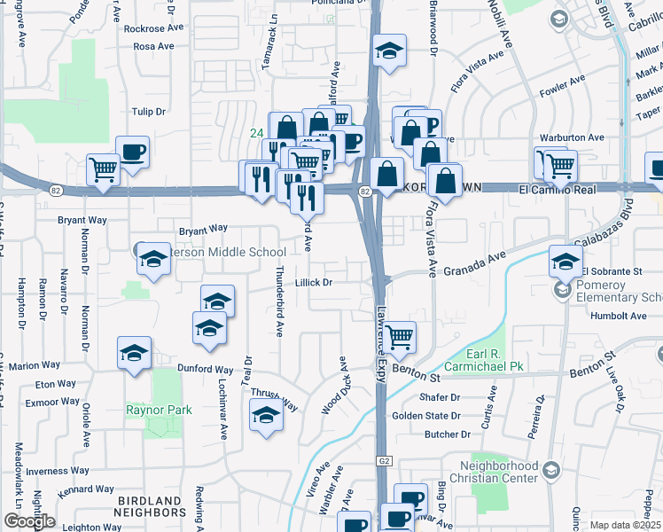 map of restaurants, bars, coffee shops, grocery stores, and more near 3707 Adriatic Way in Santa Clara