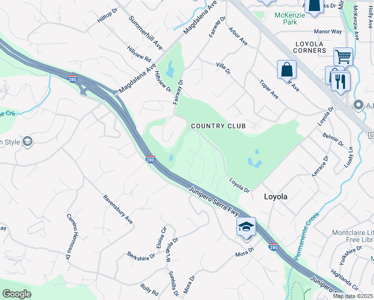 map of restaurants, bars, coffee shops, grocery stores, and more near 1669 Whitham Avenue in Los Altos