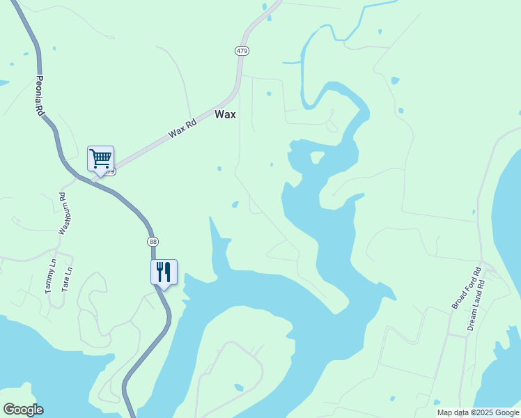 map of restaurants, bars, coffee shops, grocery stores, and more near Leslie Lane in Clarkson