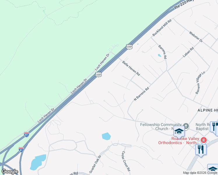 map of restaurants, bars, coffee shops, grocery stores, and more near 8438 Northwalk Drive in Hollins