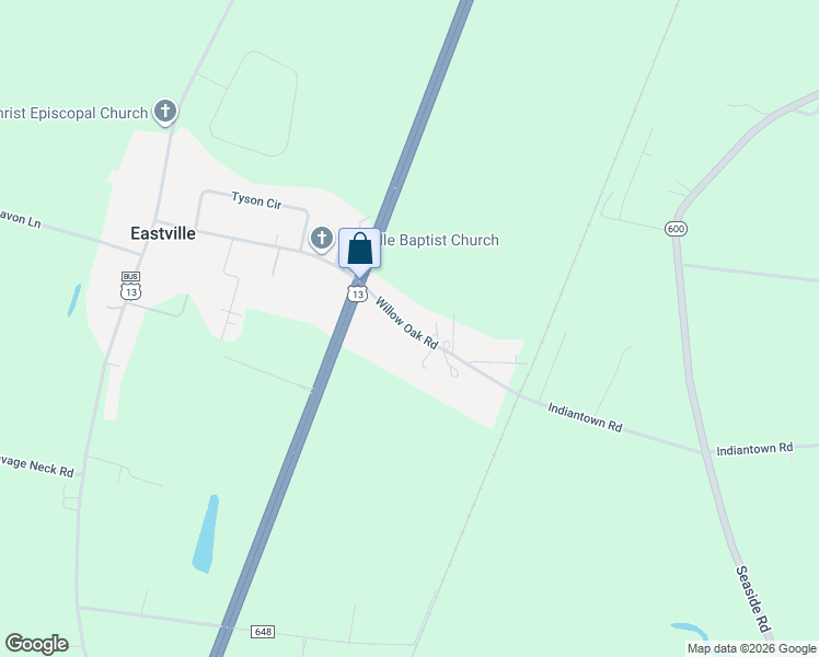 map of restaurants, bars, coffee shops, grocery stores, and more near in Eastville