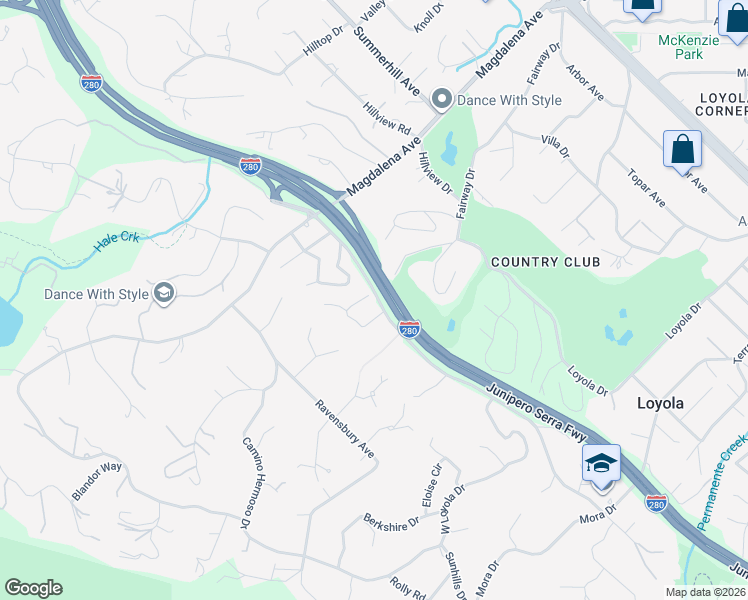 map of restaurants, bars, coffee shops, grocery stores, and more near 11711 Putter Way in Los Altos