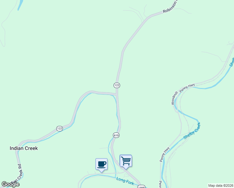 map of restaurants, bars, coffee shops, grocery stores, and more near 10798 Robinson Creek Rd in Pike