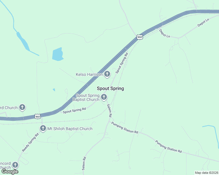 map of restaurants, bars, coffee shops, grocery stores, and more near State Route 647 in Spout Spring