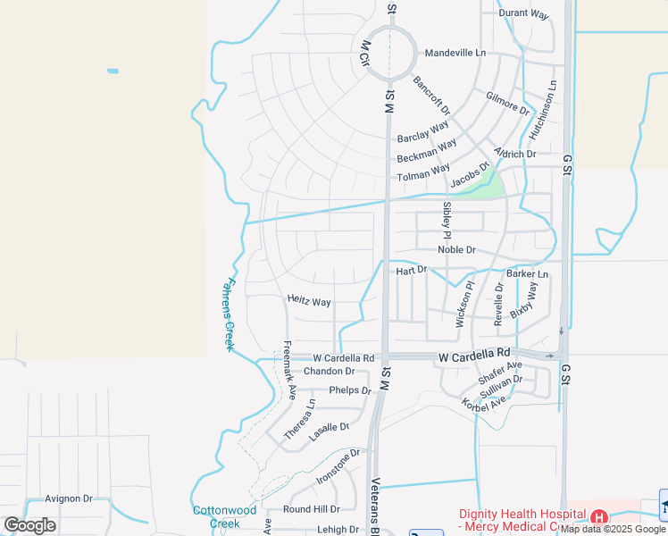 map of restaurants, bars, coffee shops, grocery stores, and more near Terra Corvo Court in Merced