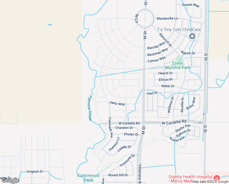 map of restaurants, bars, coffee shops, grocery stores, and more near 750 Marybelle Drive in Merced