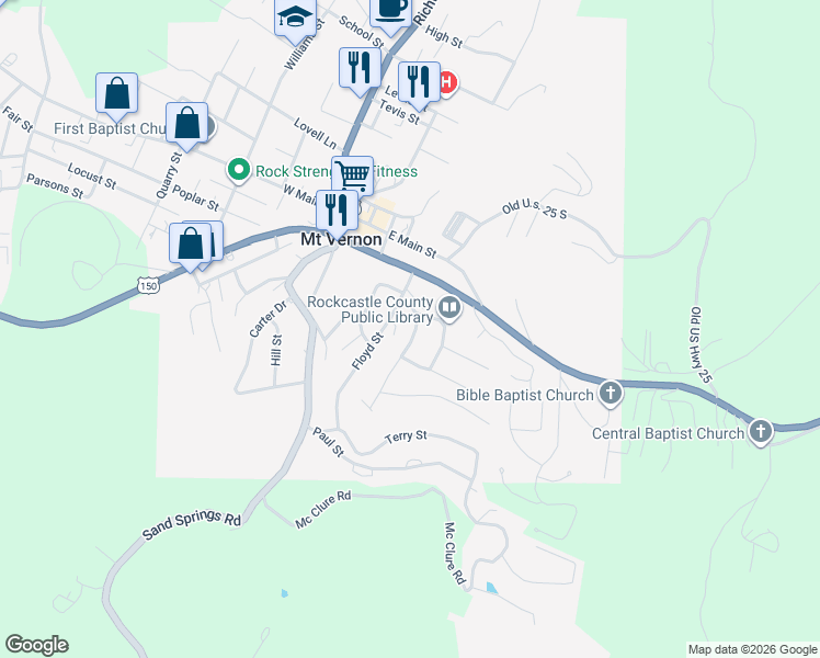 map of restaurants, bars, coffee shops, grocery stores, and more near 85 Joyce Street in Mount Vernon