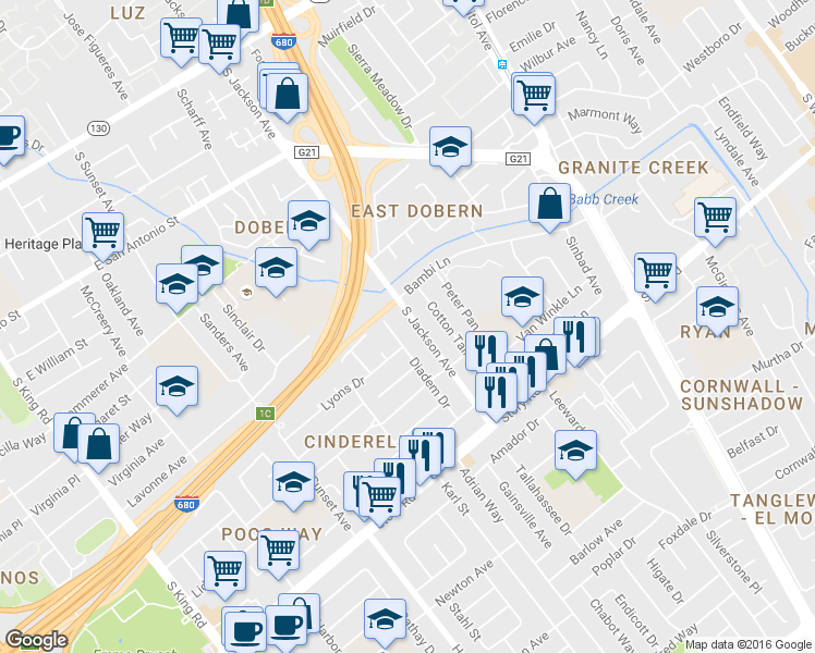 map of restaurants, bars, coffee shops, grocery stores, and more near 761 S Jackson Ave in San Jose
