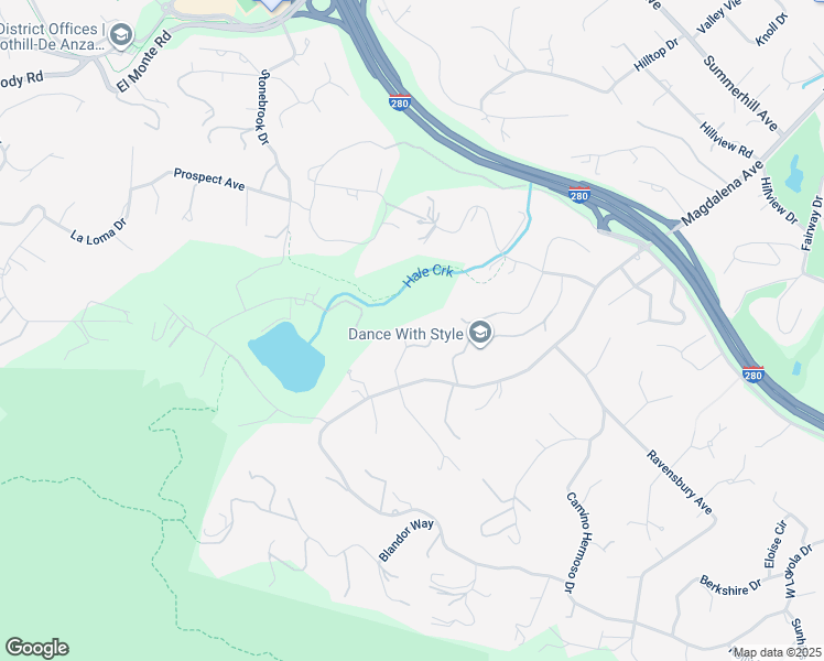 map of restaurants, bars, coffee shops, grocery stores, and more near 24292 Elise Court in Los Altos Hills
