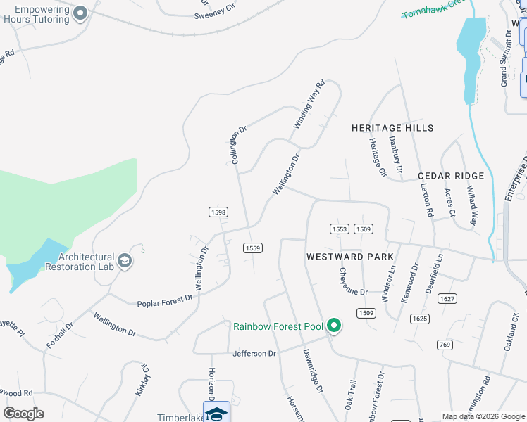 map of restaurants, bars, coffee shops, grocery stores, and more near 242 Wellington Drive in Lynchburg