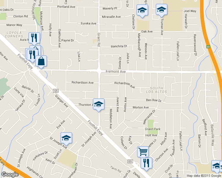map of restaurants, bars, coffee shops, grocery stores, and more near 1317 Ensenada Way in Los Altos