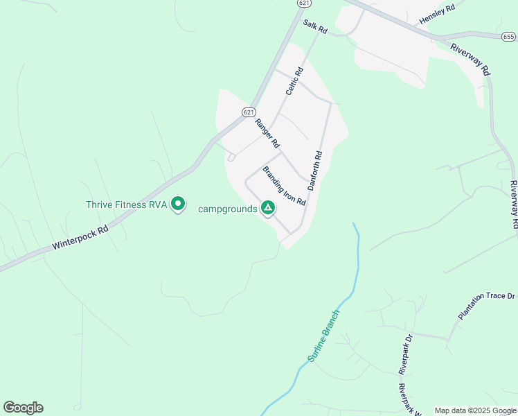 map of restaurants, bars, coffee shops, grocery stores, and more near 14401 Rosebud Road in Chesterfield