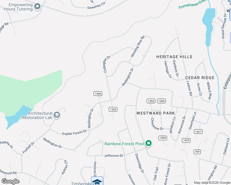 map of restaurants, bars, coffee shops, grocery stores, and more near 242-246 Wellington Drive in Timberlake