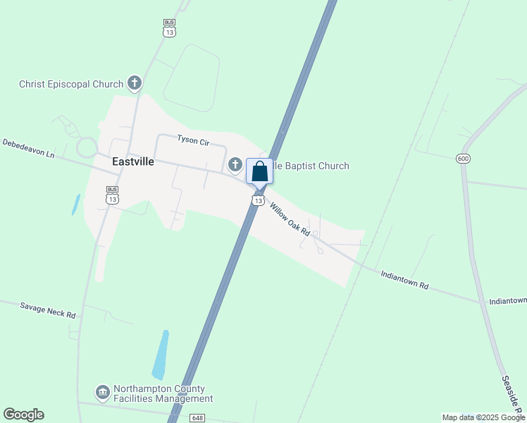 map of restaurants, bars, coffee shops, grocery stores, and more near 16485 Lankford Highway in Cape Charles