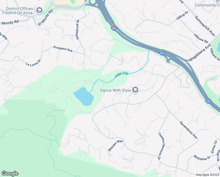 map of restaurants, bars, coffee shops, grocery stores, and more near 24301 Elise Court in Los Altos Hills