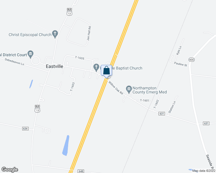 map of restaurants, bars, coffee shops, grocery stores, and more near 16485 Lankford Highway in Cape Charles